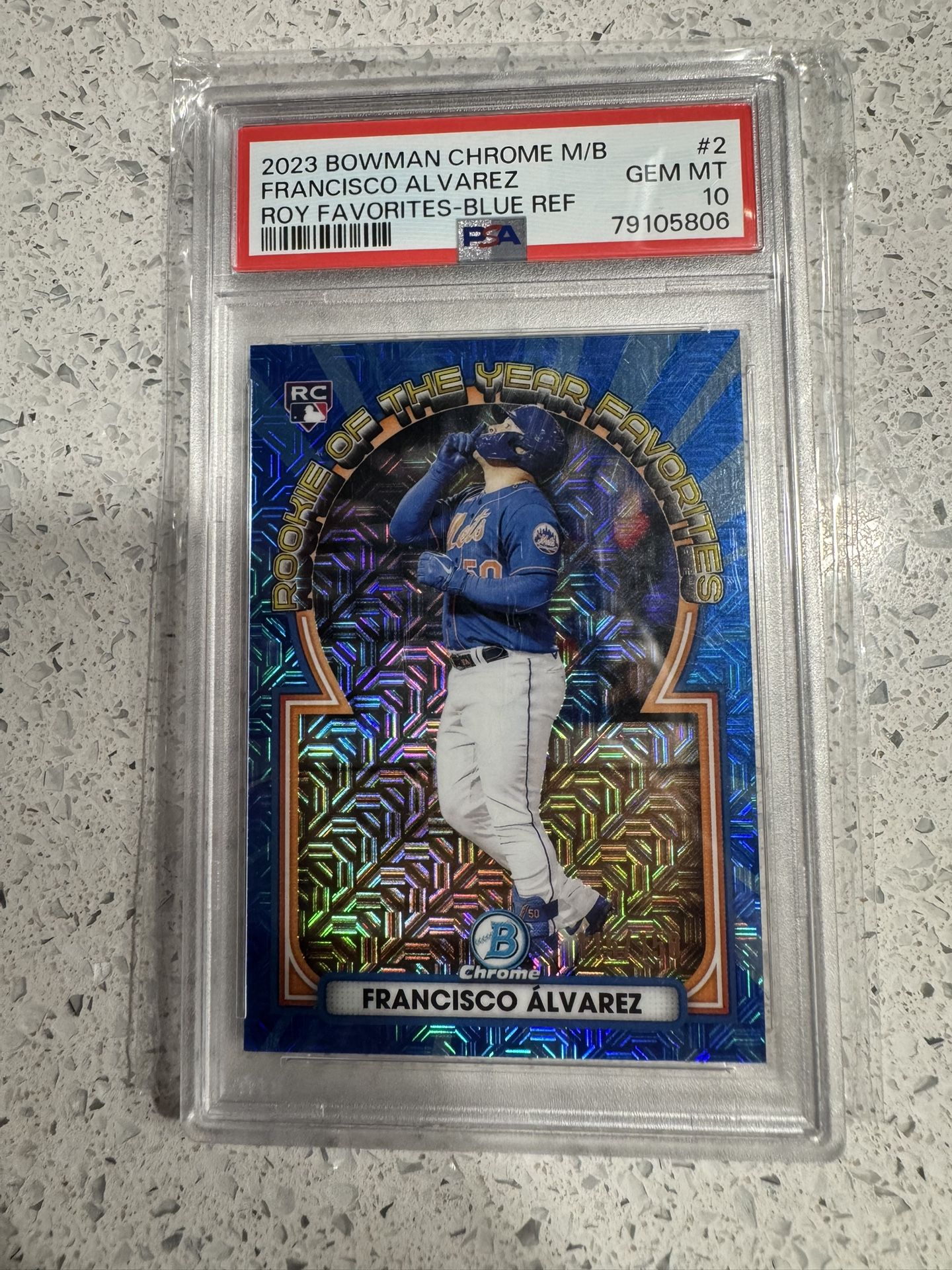 2023 Bowman Chrome Francisco Alvarez ROY Favorites Blue Refractor /150 – PSA 10 GEM MINT