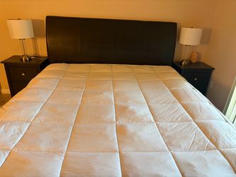Used bedroom set, California king bed, two night stands , one tall chest drawer and one wide chest drawer