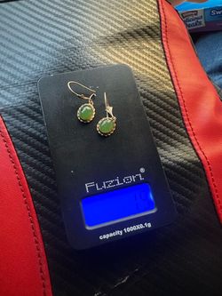 14k gold  green jade earrings
