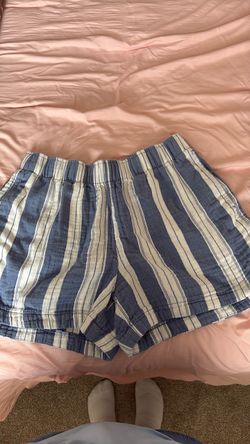 Blue and White Striped Shorts