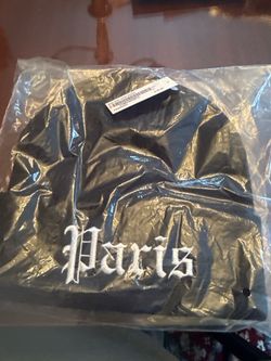 Black "Paris" Shop Embroidered Beanie Hat
