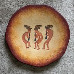 Pottery Wall Art Trio Dancing Instrument 18” Round Plate
