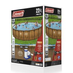 Coleman Power Steel 22 ft. x 52 in. Round Metal Frame Above Ground Pool Set