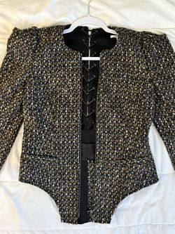 Authentic CARVEN french designer jacket Sculptural corset style with lace up back