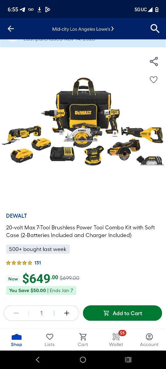 DEWALT 7 TOOL COMBO KIT