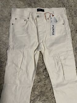 PURPLE white Metallic Stacked Jeans