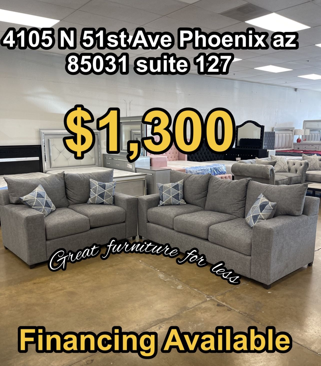 Sofa And Loveseat Grey Brand New 