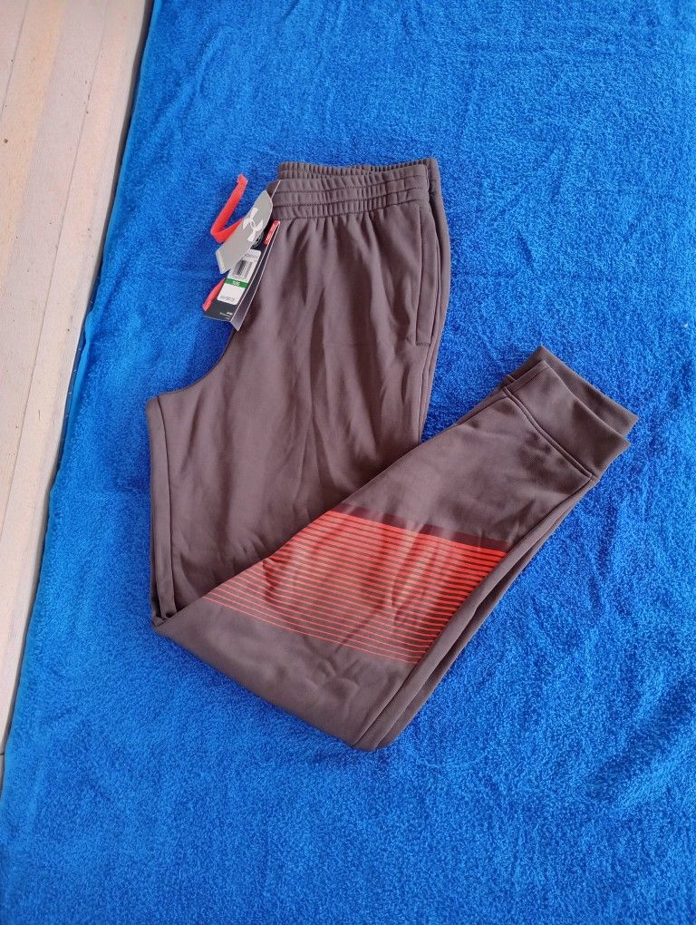 Under Armour Gray and Red Joggers Boys Youth Large