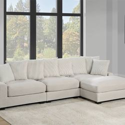 Ivory Glam Corduroy Sectional L Shape Also In Grey Check Out Picture 
