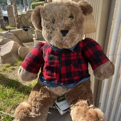Brand New LARGE 24" Dan Dee Teddy Bear Flannel Plaid Jacket 2017 SOFT Plush Stuffed Animal 
