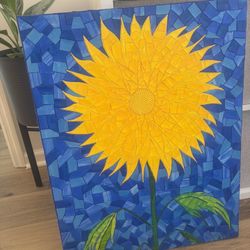 Sunflower Mixed-Media Mosaic on Canvas
