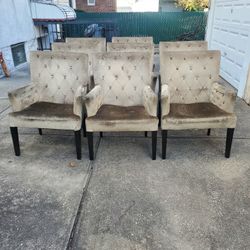 6 Gold Velvet Chairs 