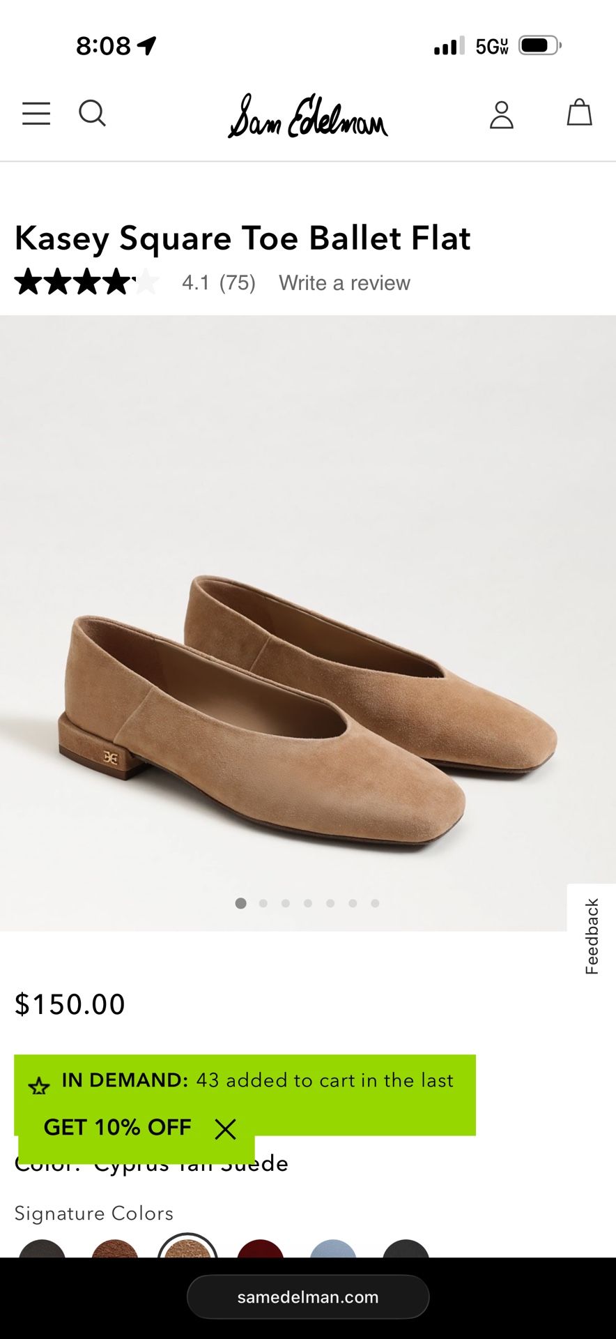 Sam Edelman Kasey, Tan Suede Women US Size 8