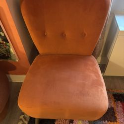 Cushy Orange Velvet Tufted Chair 