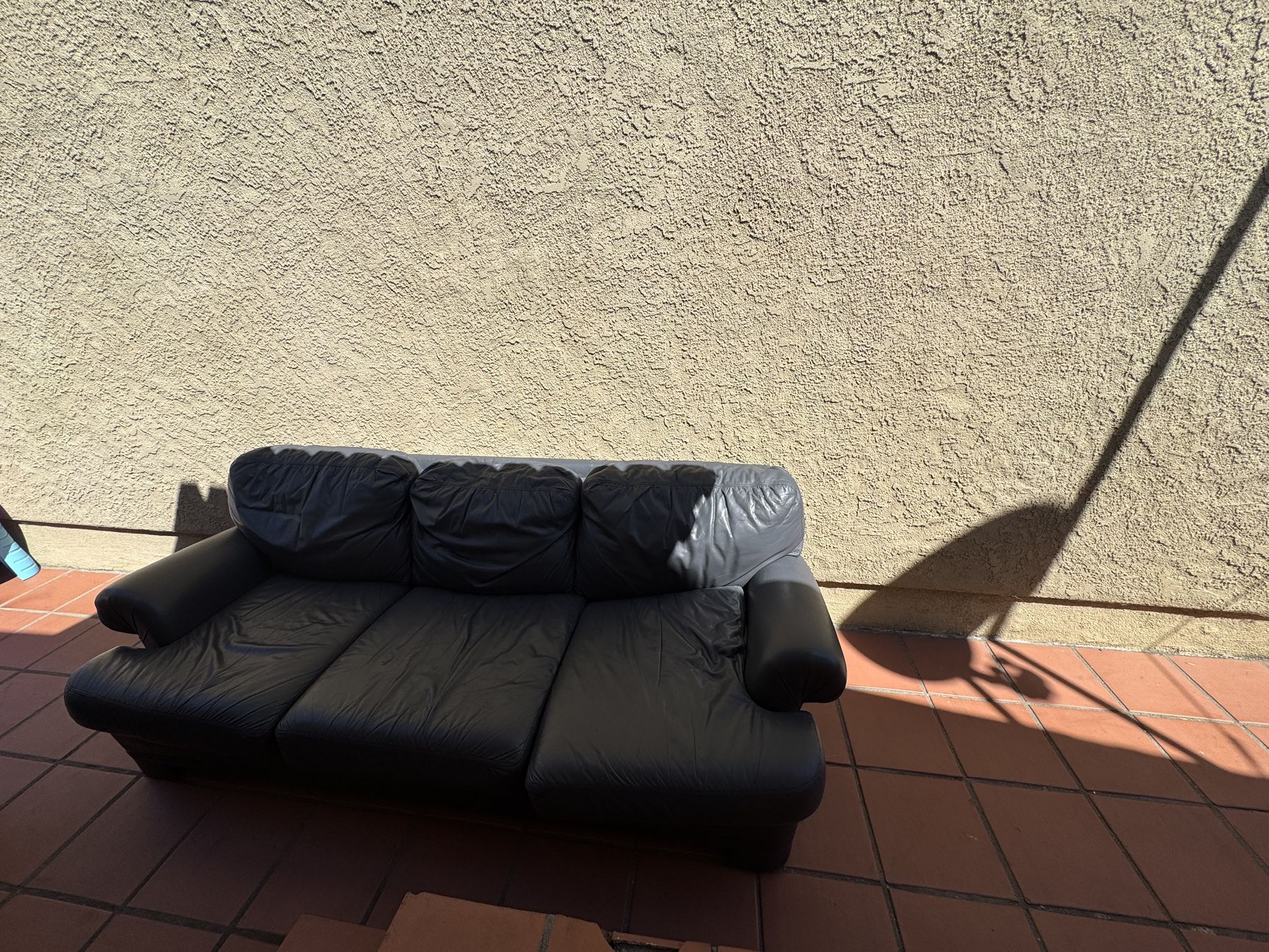 Leather Grey Couch 
