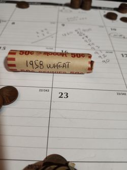 roll of 1958 d wheat pennys