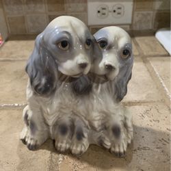 Vintage Bone China Double/ 2 Springer Spaniel Sitting Together Figurine
