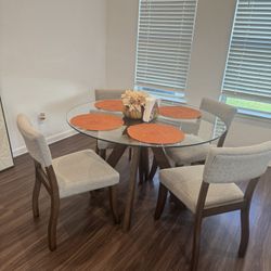 Glass Dining Table With 4 Chairs  For Sale 