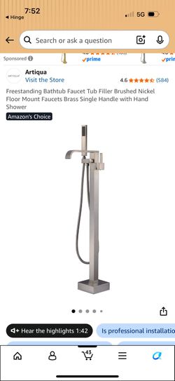 Freestanding Bathtub Faucet Tub Filler in a Brushed Nickel finish