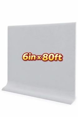 PRO Flex Gray Vinyl Wall Base 6inX80ft, Strong Peel and Stick Adhesive Baseboard