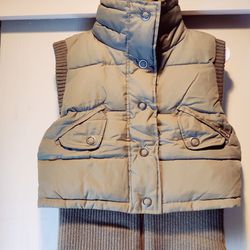 Phard Women's Puffer Vest Double Layered Size M Olive Full Zip Buttons