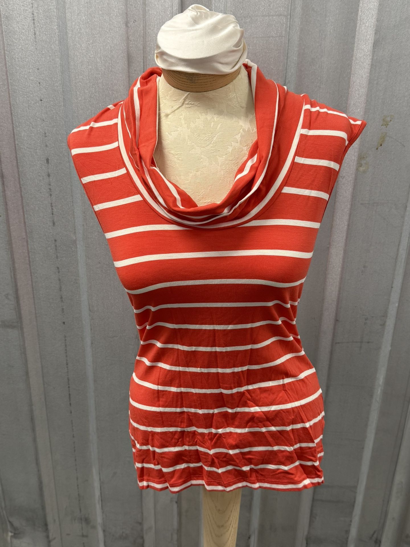 Banana Republic Orange and White Striped Top