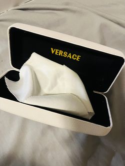 Original Versace White  Hard Leather Case +cleaning Fabric For Sun Glasses