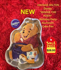NEW VINTAGE WILTON Disney "WINNIE THE POOH" Birthday Party Aluminum Cake Pan. 