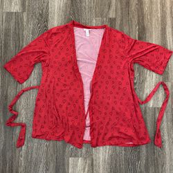 Womens Red Heart Robe - 1X