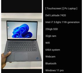 [ Touchscreen ] [ Pc Laptop ]

Dell Latitude 7420

Intel i7 3.0ghz 11th generation 

256gb SSD 

32gb ram

Wifi

64bit system 

Webcam 

Bluetooth 

W