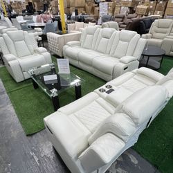 Modern Stylish Power Recliner 3Pcs Living Room Set with Bluetooth Speaker and LED 