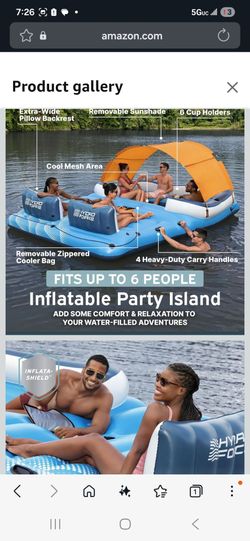 Bestway CoolerZ Tropical Breeze Party Island, Large 6 Person Adult Inflatable Lounger Lake Float