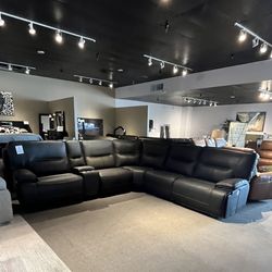 Black 6pc Power Reclining Sectional Couch