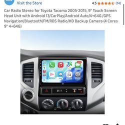 Car Radio Stereo for Toyota Tacoma 2005-2015, 9" Touch Screen Head Unit with Android 13/CarPlay/Android Auto/4+64G /GPS Navigation/Bluetooth/FM/RDS Ra
