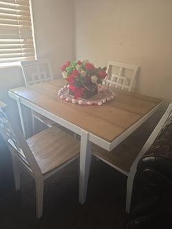 White and Wood Dining Table with Chairs