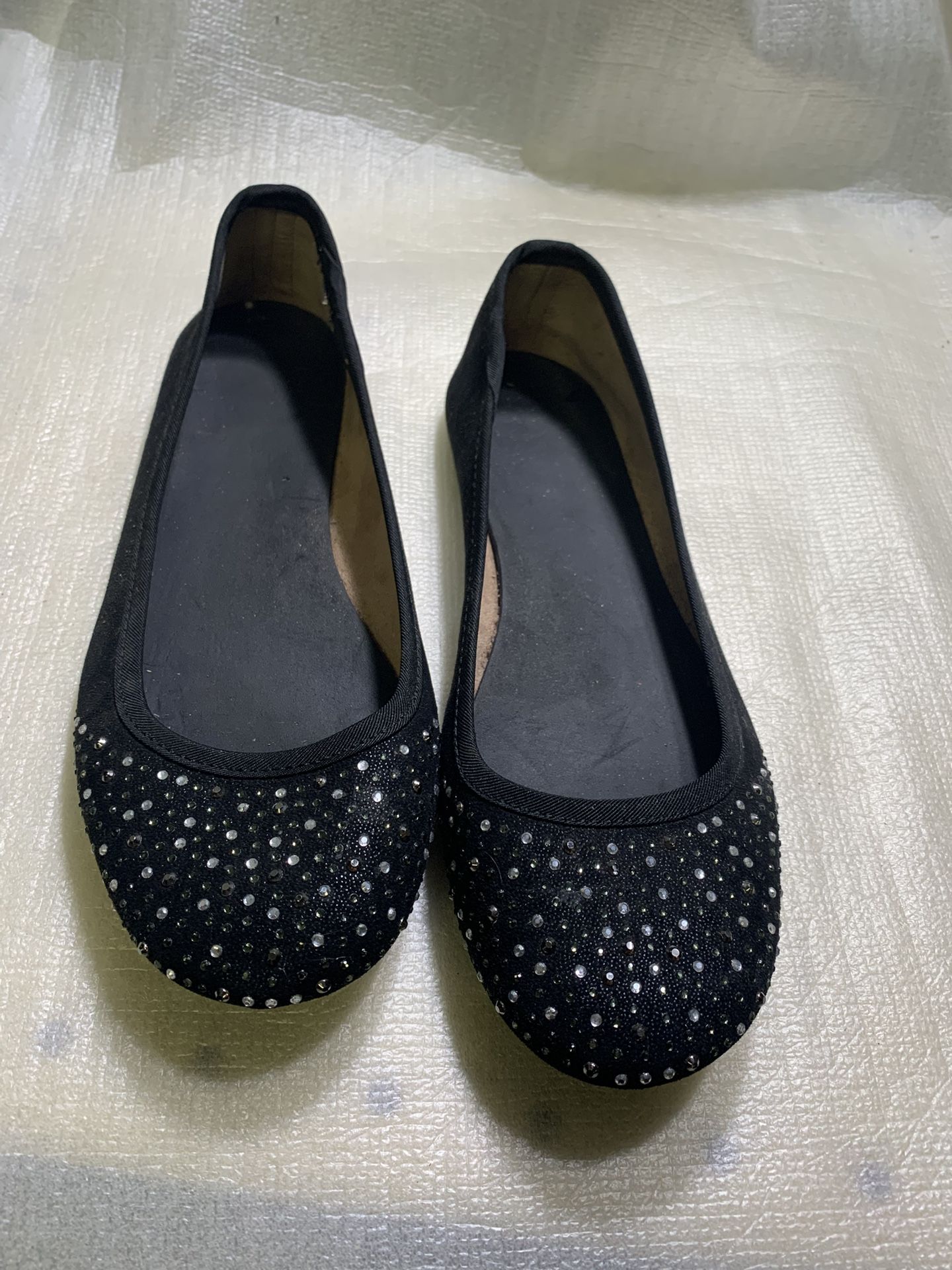 Style & Co Black Ballet Flats Rhinestone Studded Round Toe Women’s Shoes size 6
