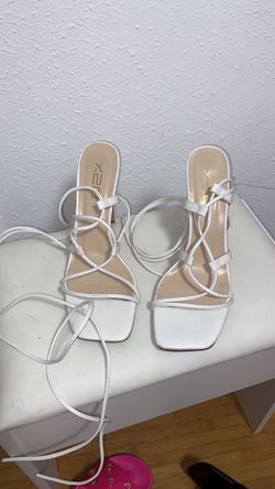 White Lace Up Heels