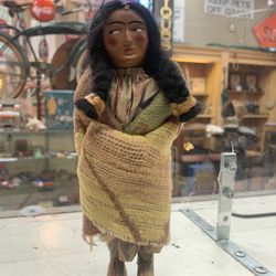 Vintage 1940’s skookum Native American Indian Composition Doll