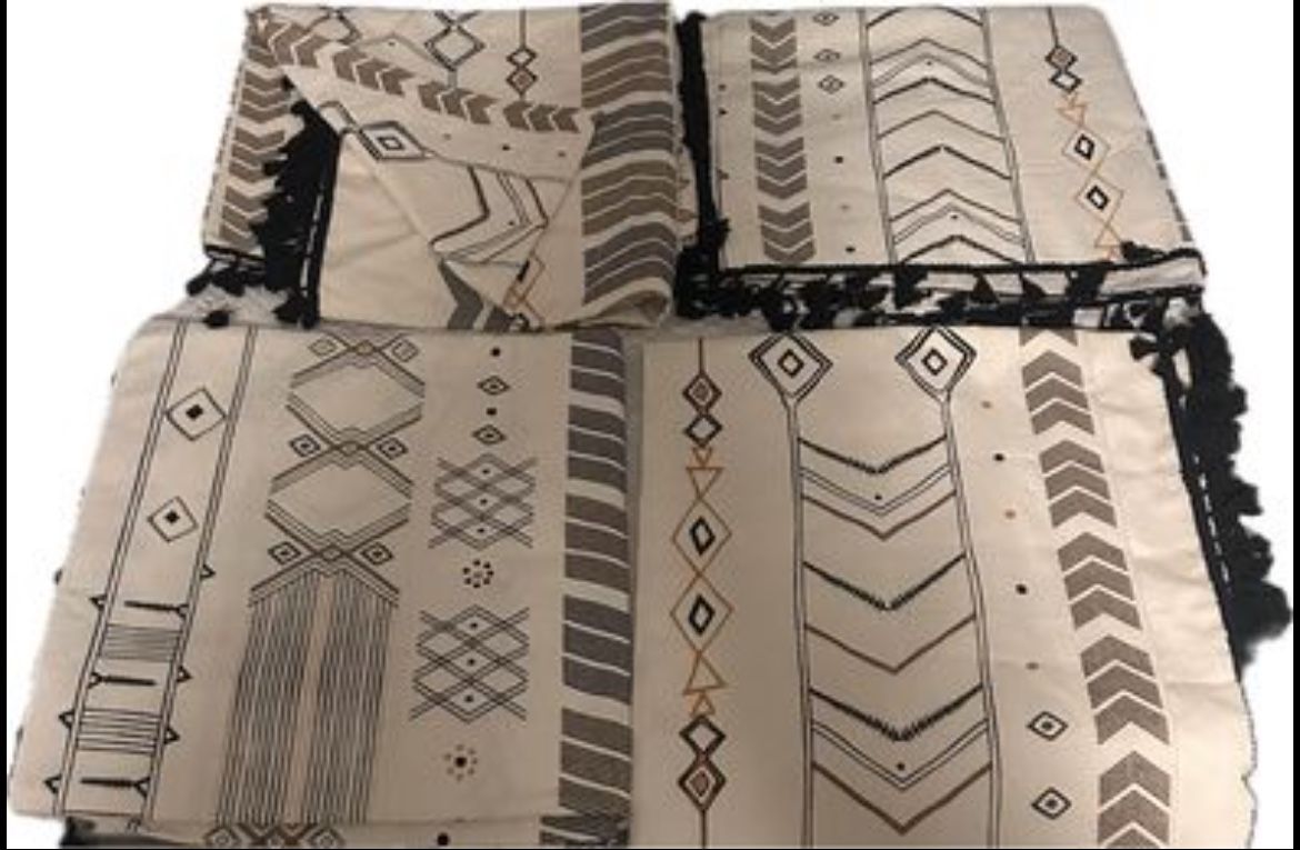 Black White & Yellow Aztec Pattern Curtains