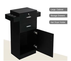 OmySalon Salon Stations for Hair Stylist, Beauty Salon Storage Cabinet, Hair Styling Equipement Set with a Large Storage Cabinet, 2 Drawers and 6 Hair
