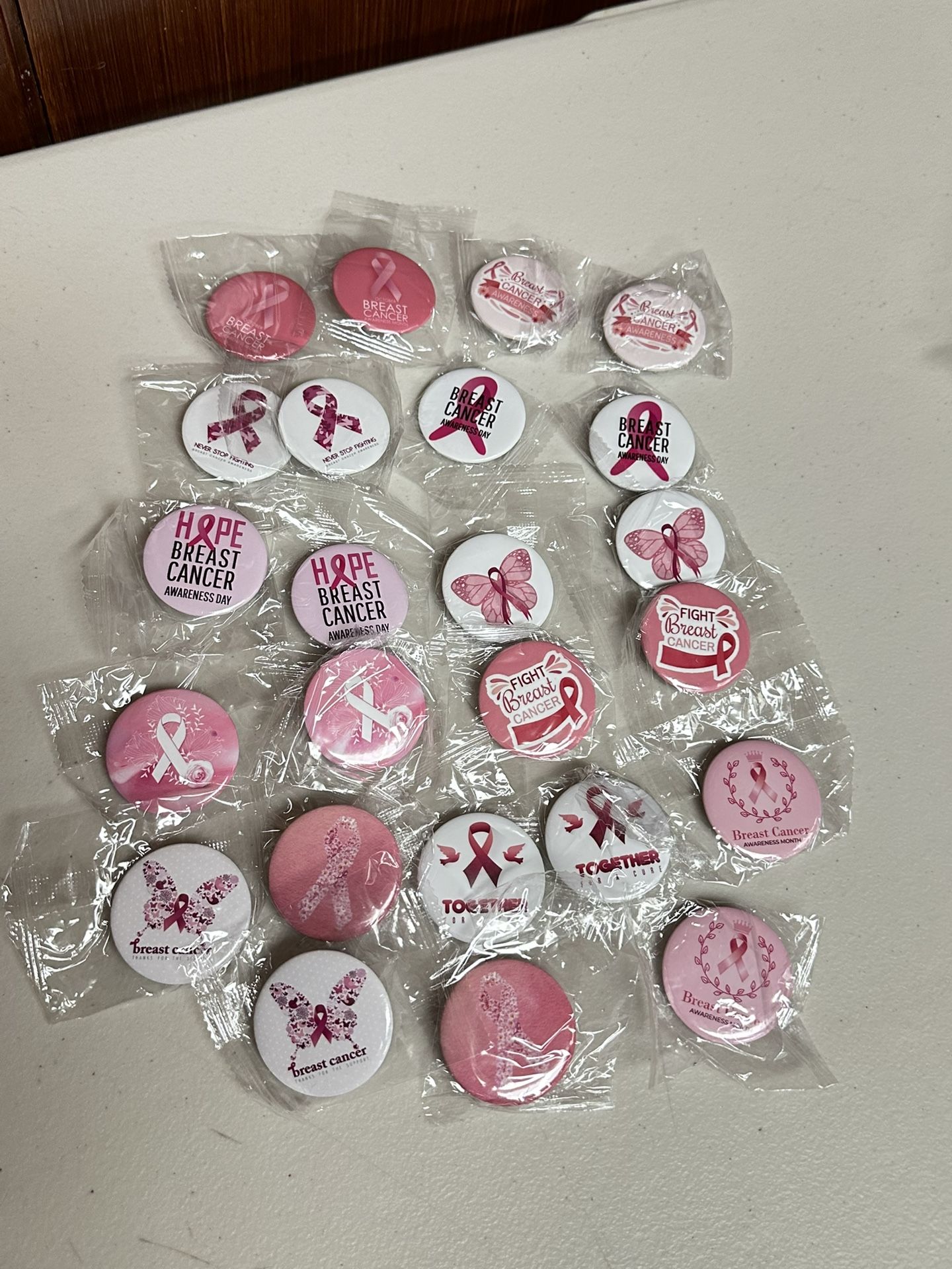 24pcs Breast Cancers Awareness Badge Brooches