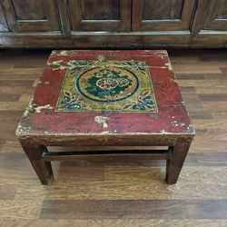 Antique Tibetan , Chinese Antique End Table. Over 140 Years Old. Purchased a from Genghis Khan 