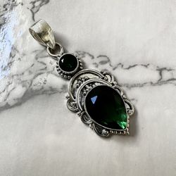 Silver Green Rhinestone Pendant 