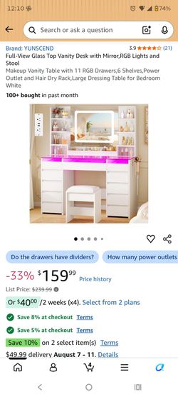 ✨ Brand New White RGB Vanity Set with Stool (Slight Defect / Huge Discount) ✨