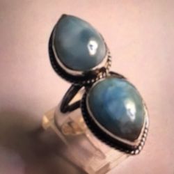 Larimar 925 Sterling Silver Ring