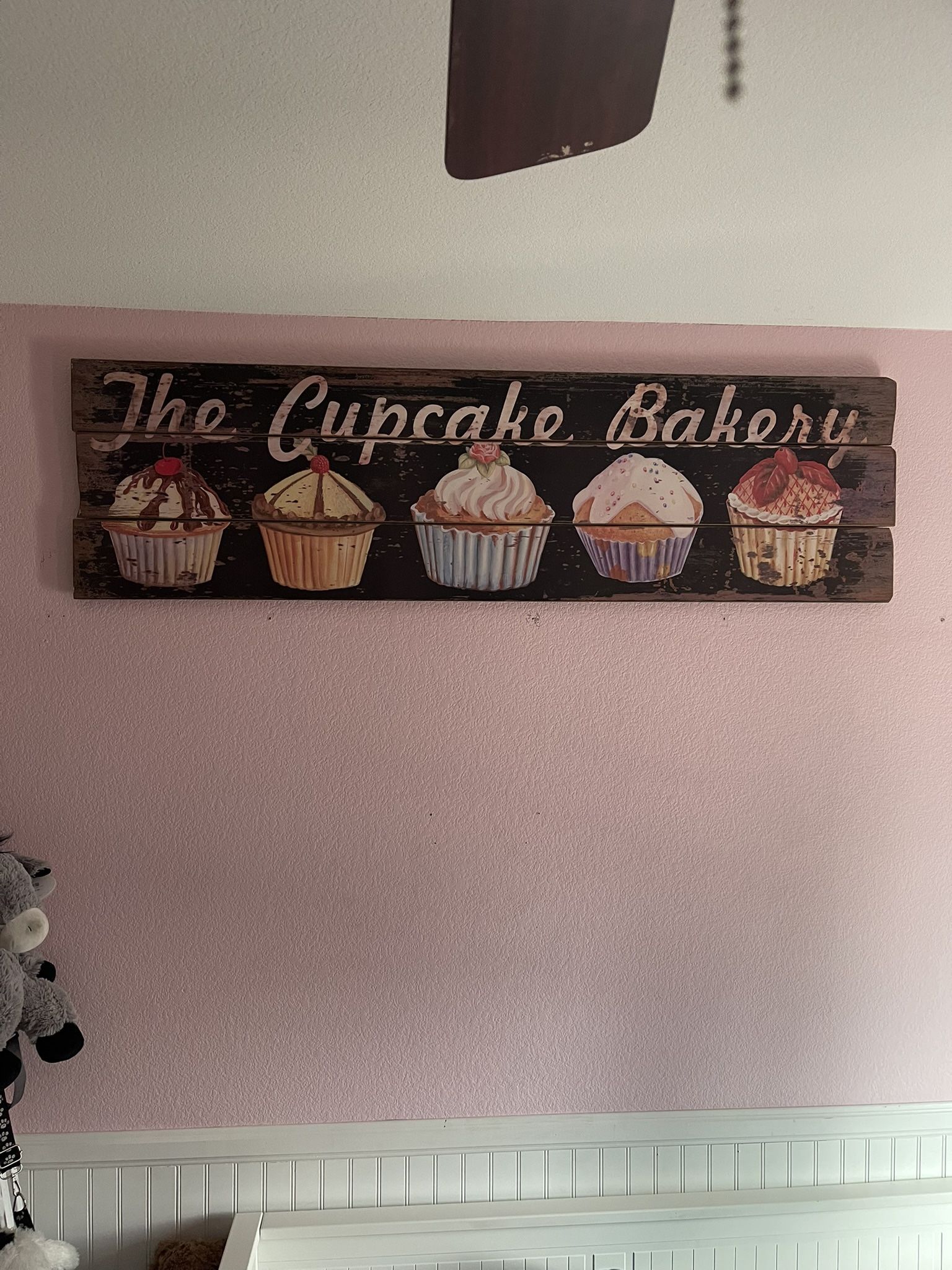 Large The Cupcake Bakery Wood Sign
