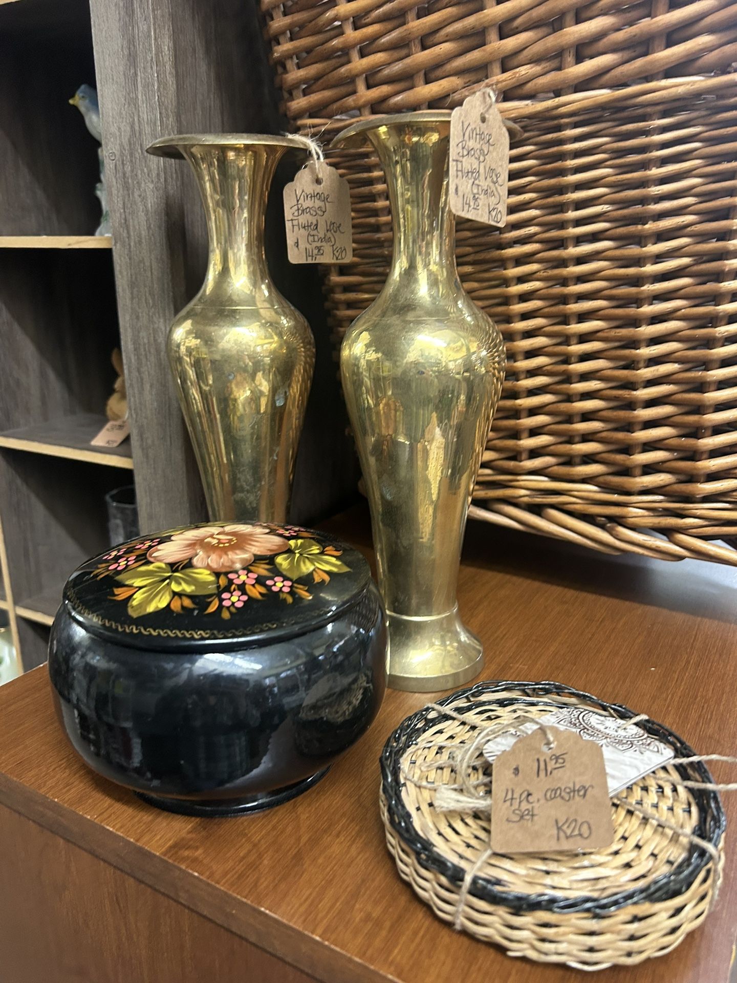 Lovely Vintage Brass Fluted Vase (2 Available)