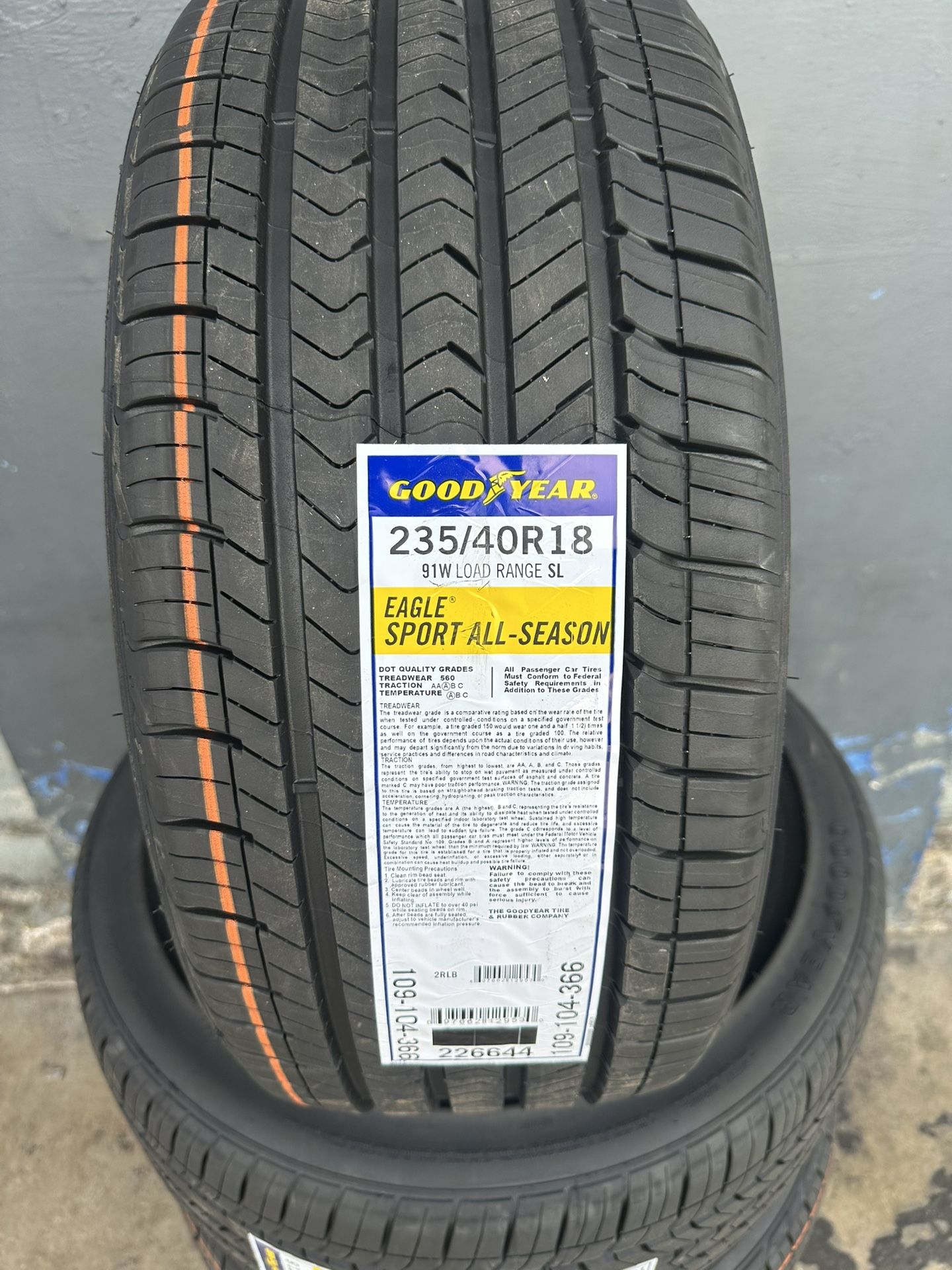 235/40/18 New Set Of Goodyear tires Installed