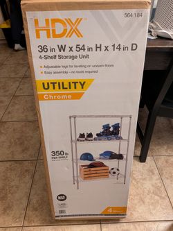 NEW HDX Chrome Utility Storage Rack - 36W x 54H x 14D