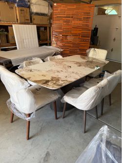 Modern Dining Table for 6, Hobart Rectangle Sintered Stone Dining Table, Glossy